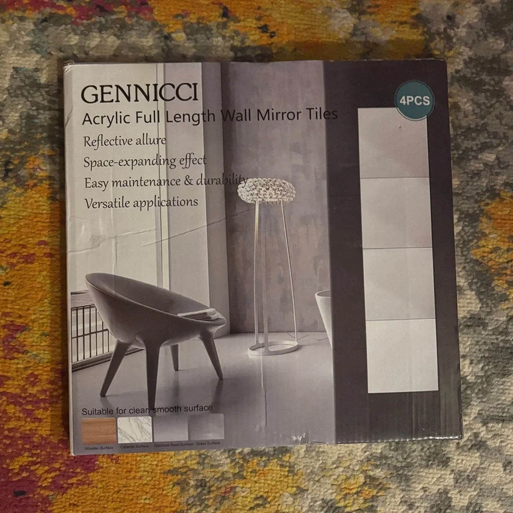 🆕 Modern Wall Mirror Squares Set - 4 Pcs
